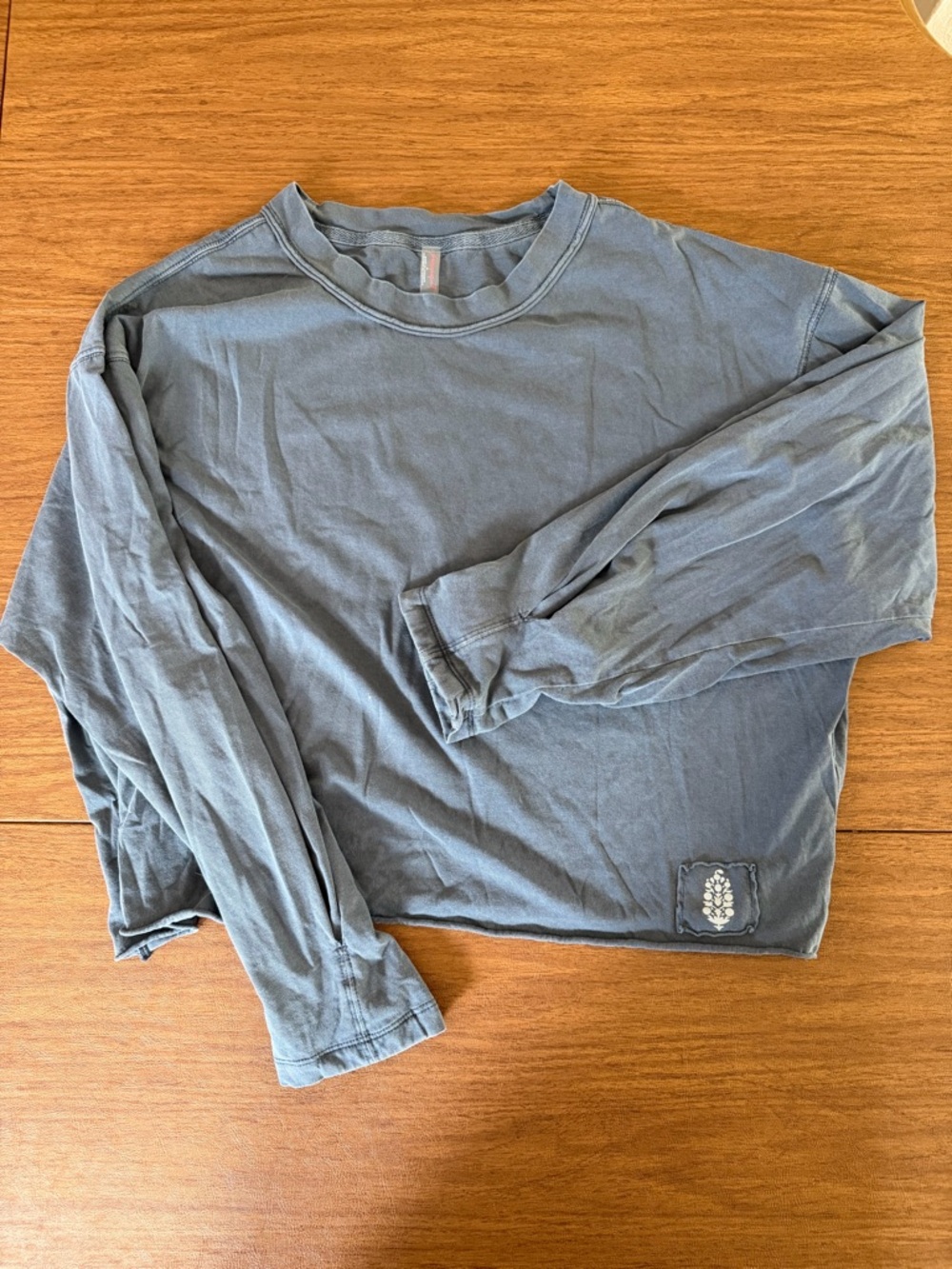 Free People Washed Blue Crewneck Tee